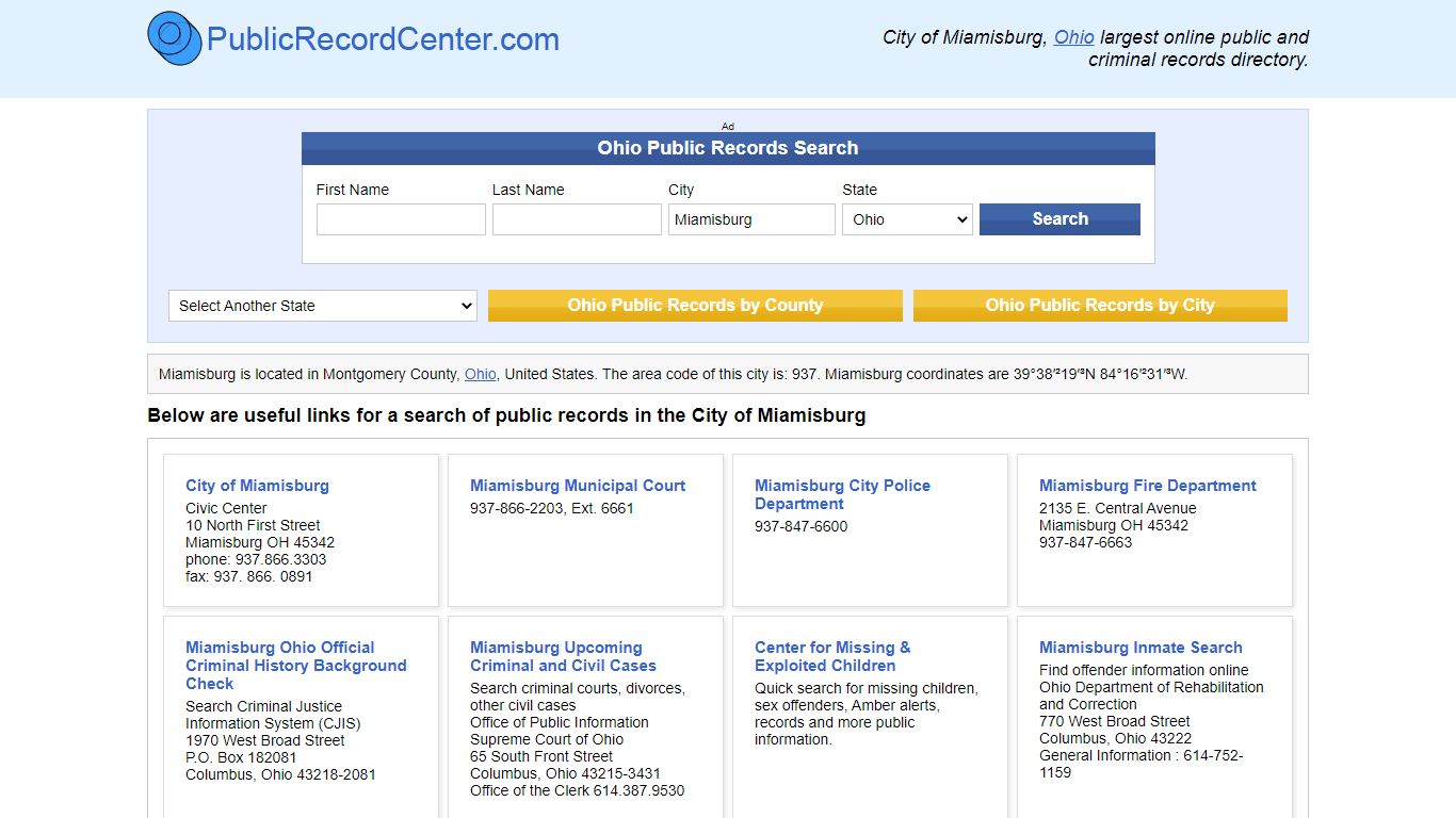 Miamisburg, Ohio Public Records and Criminal Background Check