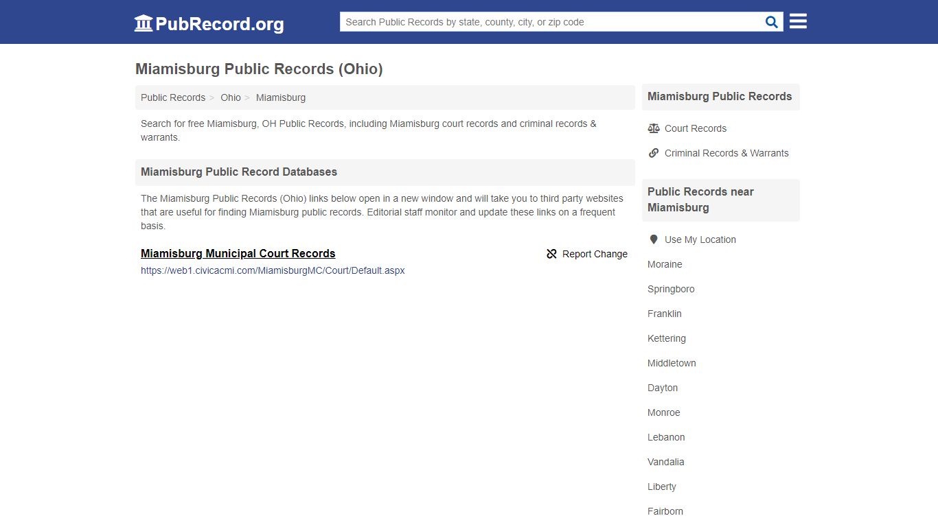 Free Miamisburg Public Records (Ohio Public Records) - PubRecord.org